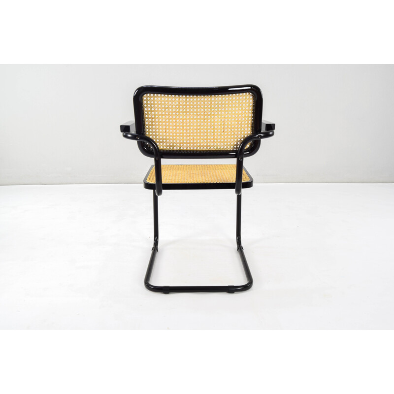 Paar vintage zwarte Cesca B64 stalen stoelen van Marcel Breuer, Italië 1970