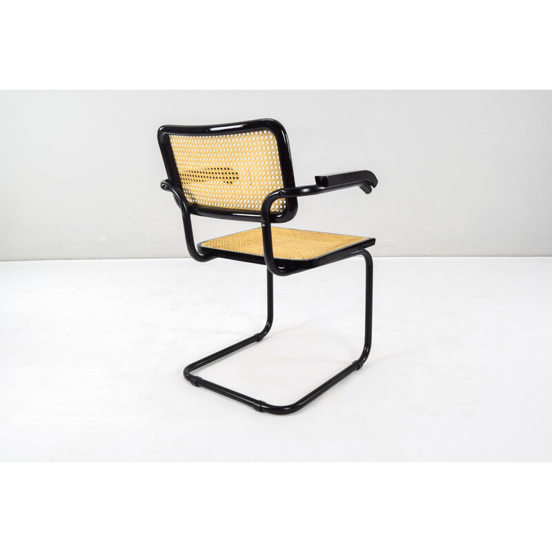 Pareja de sillas vintage Cesca B64 de acero negro de Marcel Breuer, Italia 1970