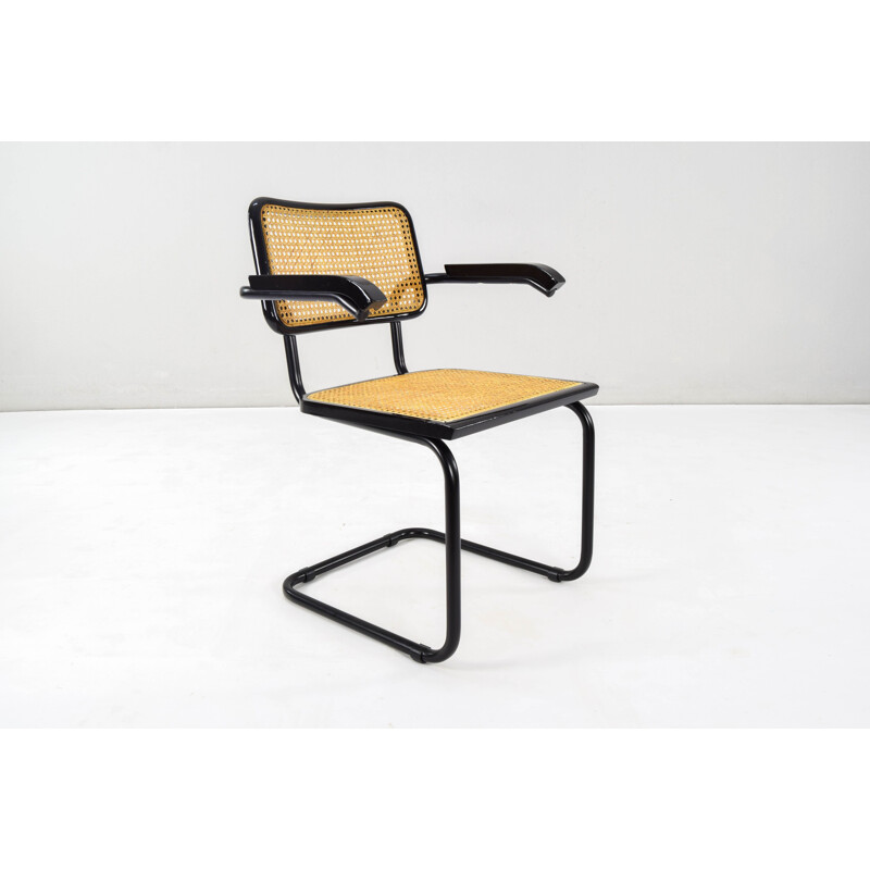 Pair of vintage steel chairs Cesca B64 black by Marcel Breuer, Italy 1970