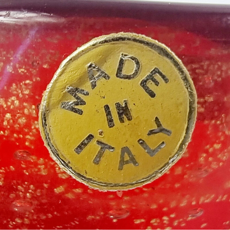 Vintage-Aschenbecher aus Muranoglas Bullicante mit Goldflecken von Barovier