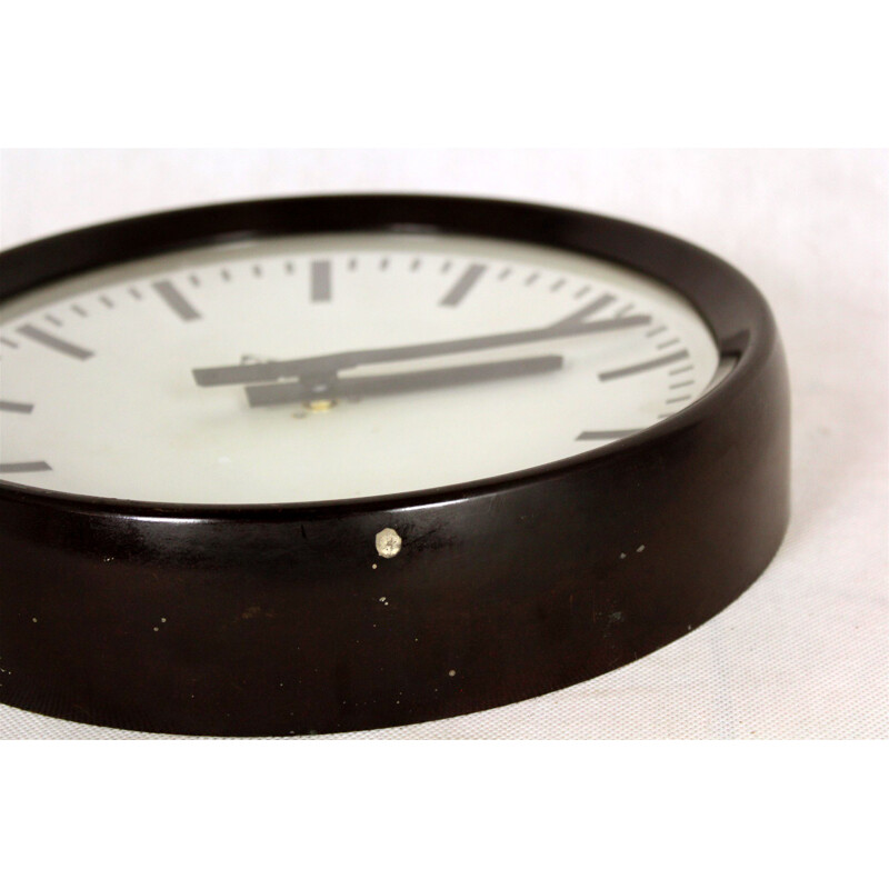 Vintage bakelite railway clock by Pragotron, 1950s