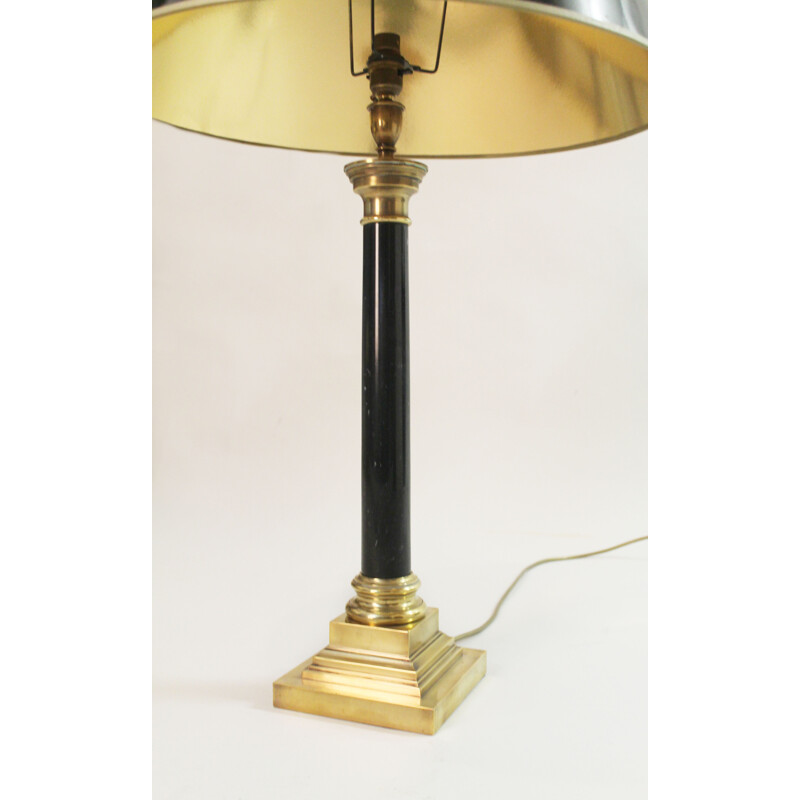 Black marble table lamp in brass - 1970s