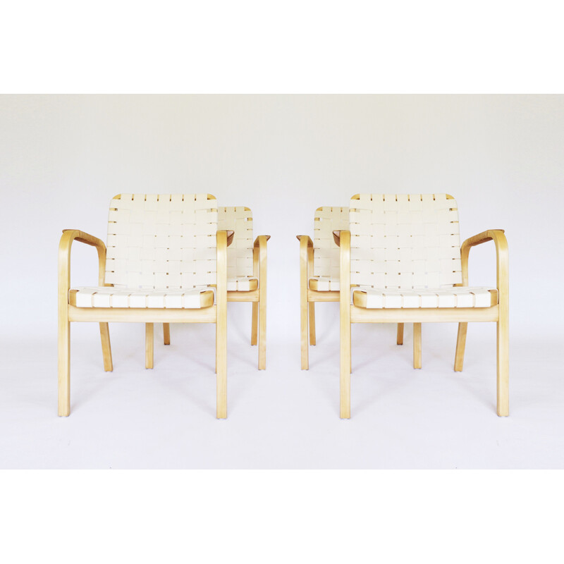 Set of 4 vintage model 45 dining chairs by Alvar Aalto for Artek, 1960s