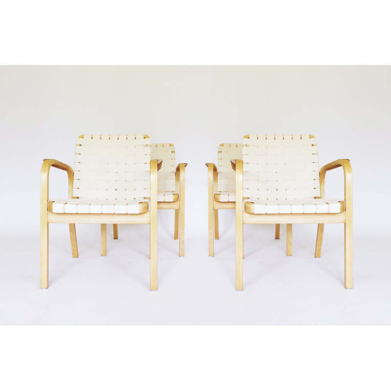 Satz von 4 Vintage-Stühlen Modell 45 von Alvar Aalto für Artek, 1960