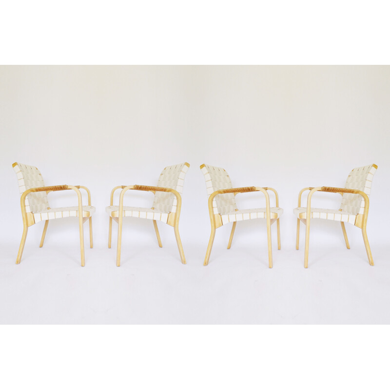 Ensemble de 4 chaises vintage modèle 45 par Alvar Aalto pour Artek, 1960