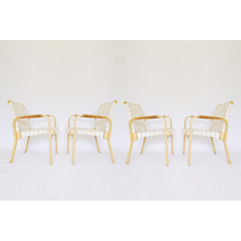 Set di 4 sedie vintage modello 45 di Alvar Aalto per Artek, 1960
