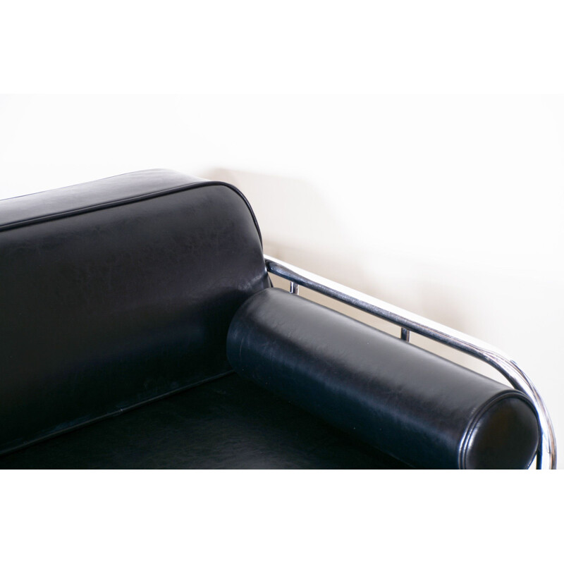 Vichr sofá de cuero negro vintage