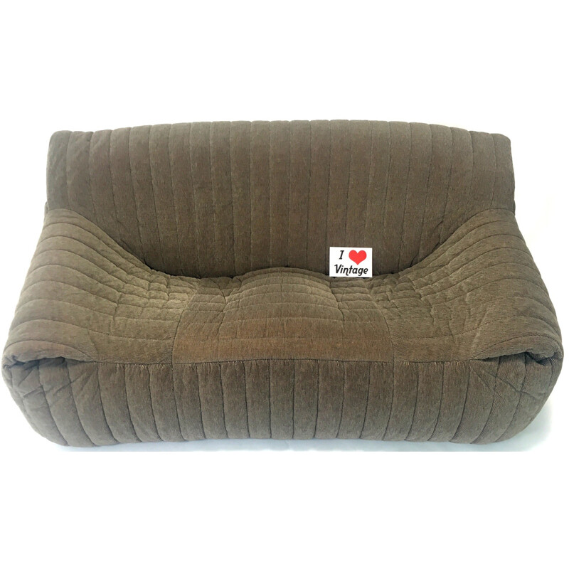 Cinna 2-seater sofa in brown fabric, Annie HIERONIMUS - 1970s
