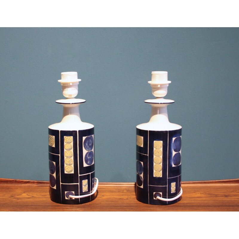 Pair of Danish Fog & Mørup table lamps in ceramic, Inge Lise KOEFOED - 1960s 