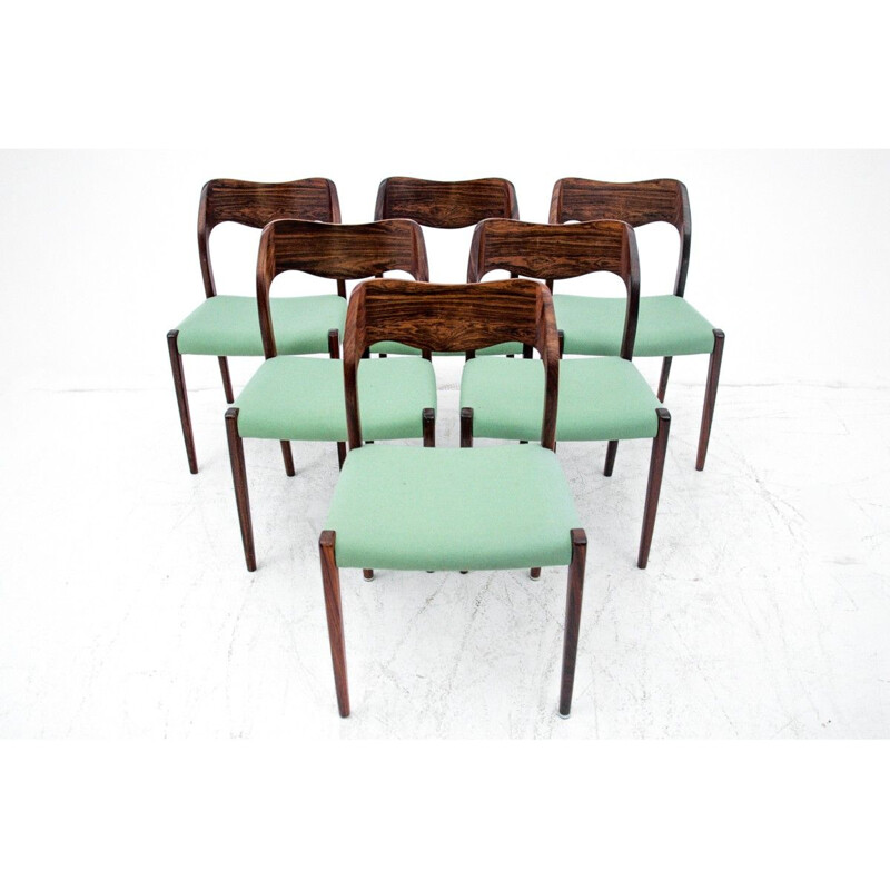 Vintage Danish rosewooden dining set model 71 by Niels O. Møller, 1960s