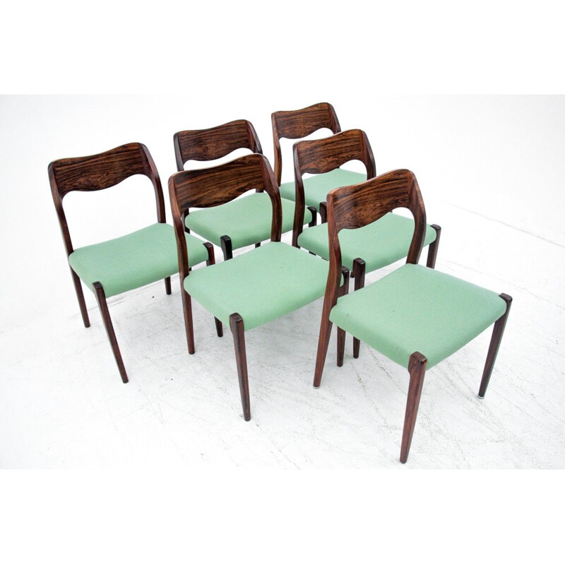 Vintage Danish rosewooden dining set model 71 by Niels O. Møller, 1960s