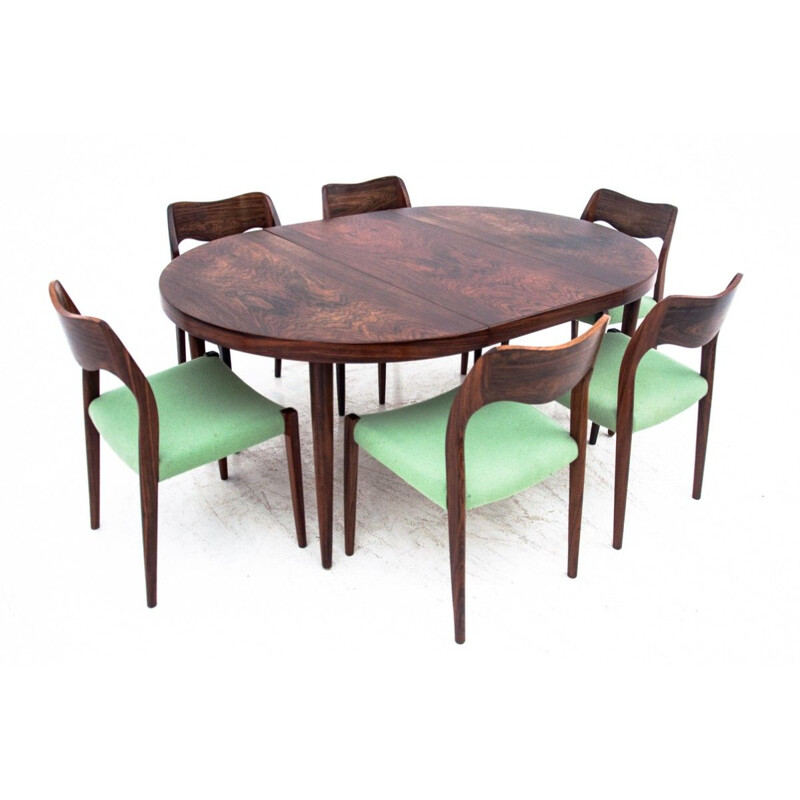 Vintage Danish rosewooden dining set model 71 by Niels O. Møller, 1960s