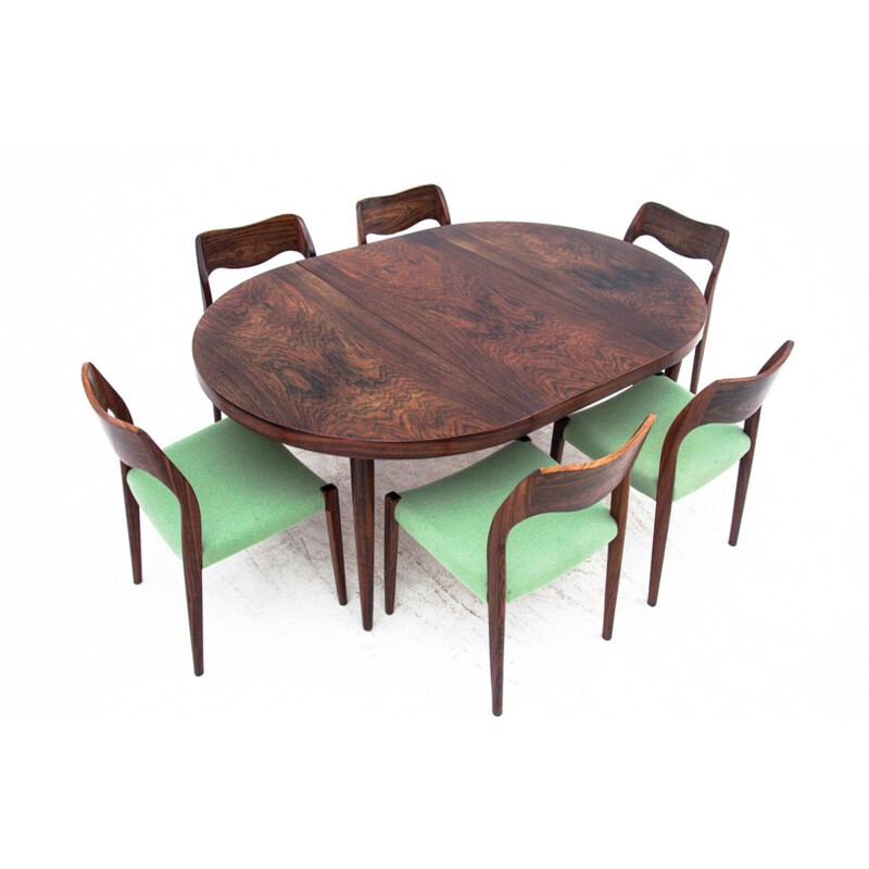 Vintage Danish rosewooden dining set model 71 by Niels O. Møller, 1960s