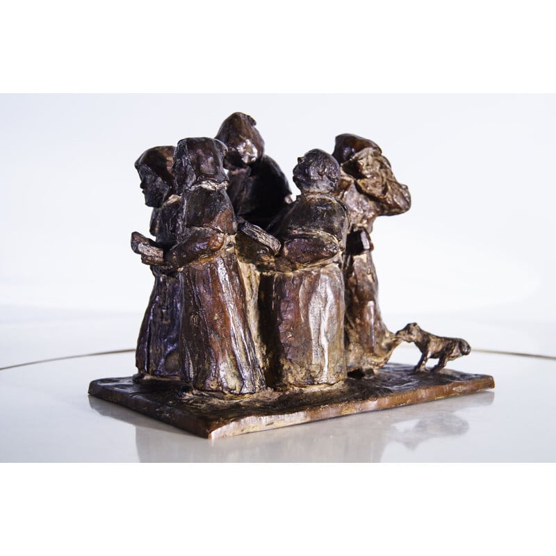 Sculpture vintage en bronze de Christian Monks