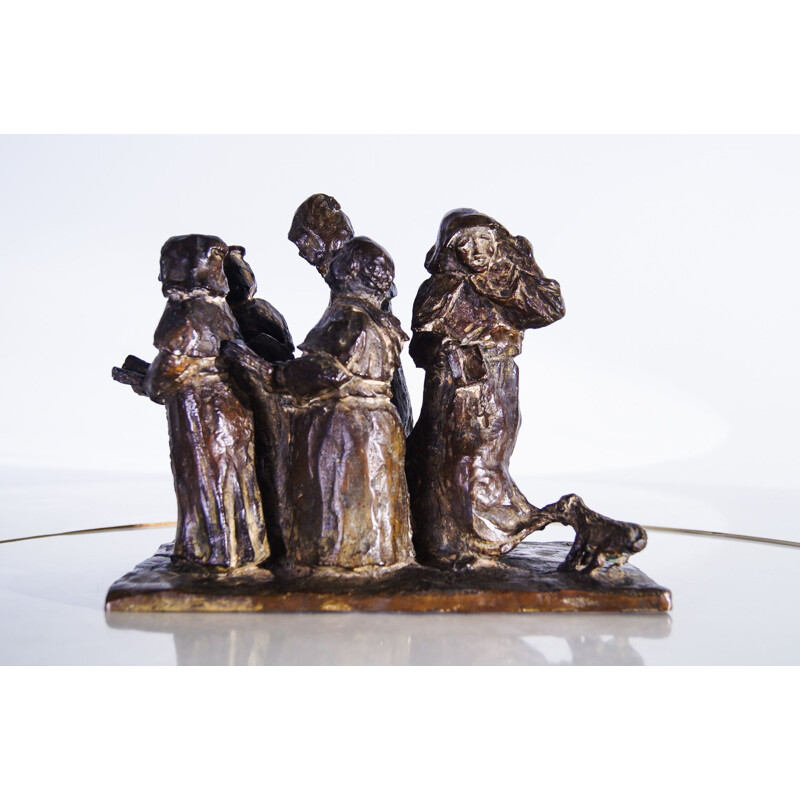Vintage-Bronzeskulptur von Christian Monks