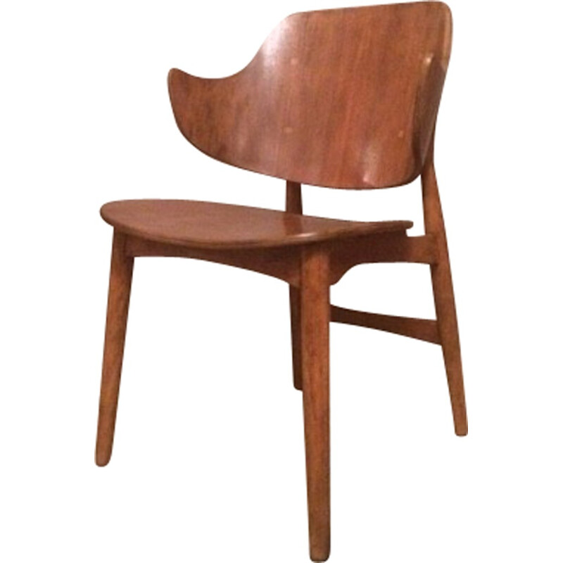 Oak armchair with curved armrests, Ib KOFOD-LARSEN - 1970s