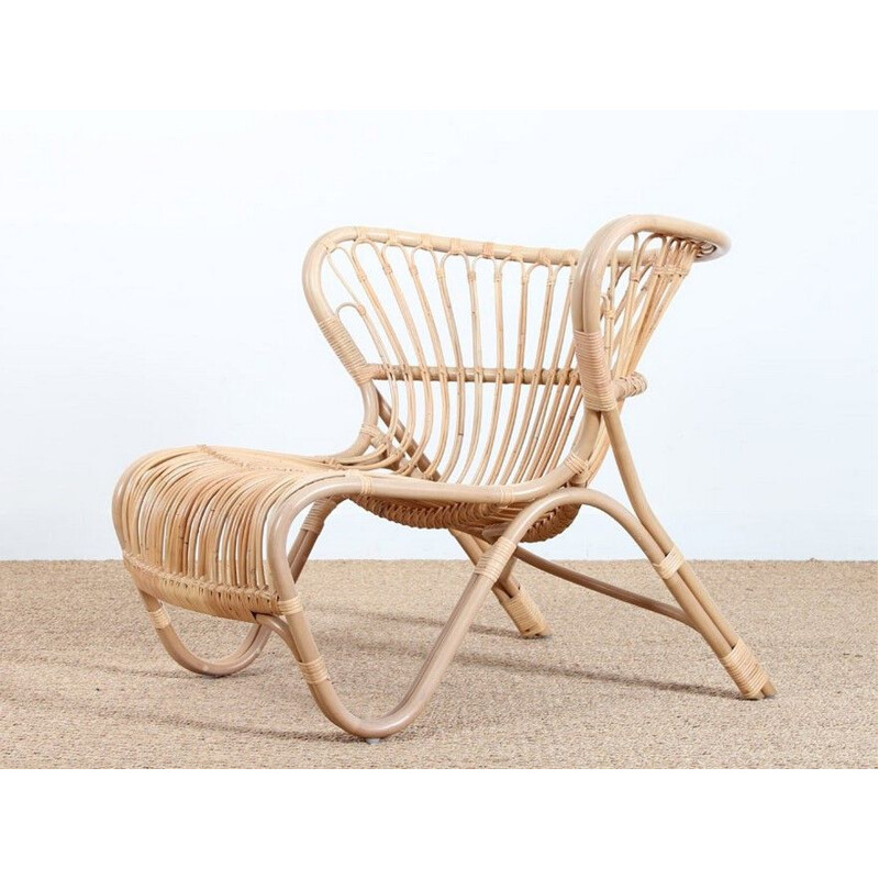 Vintage rattan lounge chair by Viggo Boesen