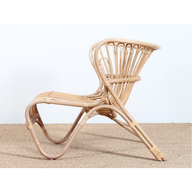 Vintage rattan lounge chair by Viggo Boesen