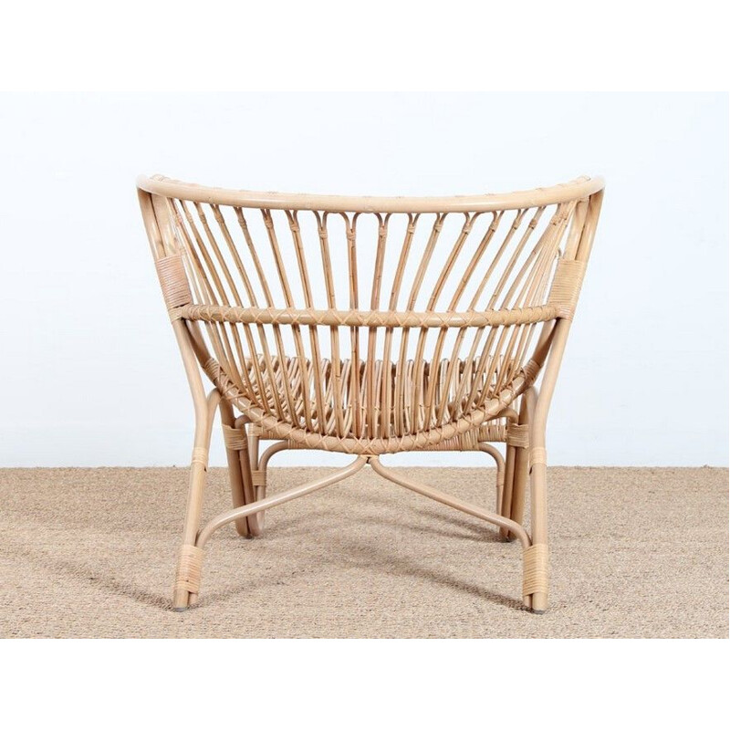 Vintage rattan lounge chair by Viggo Boesen