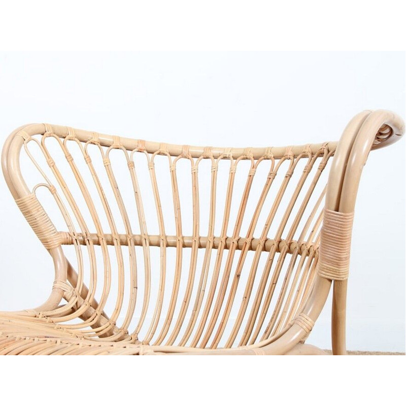 Vintage rotan lounge stoel van Viggo Boesen