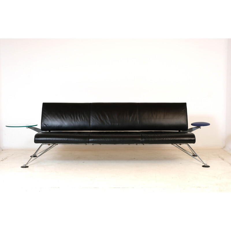 Divano vintage Wing a 3 posti in pelle di Roy Fleetwood per Vitra, 1990