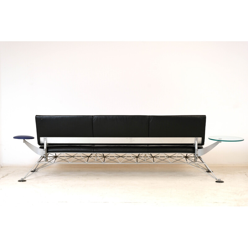 Vintage Wing 3-Sitzer-Sofa in Leder von Roy Fleetwood für Vitra, 1990