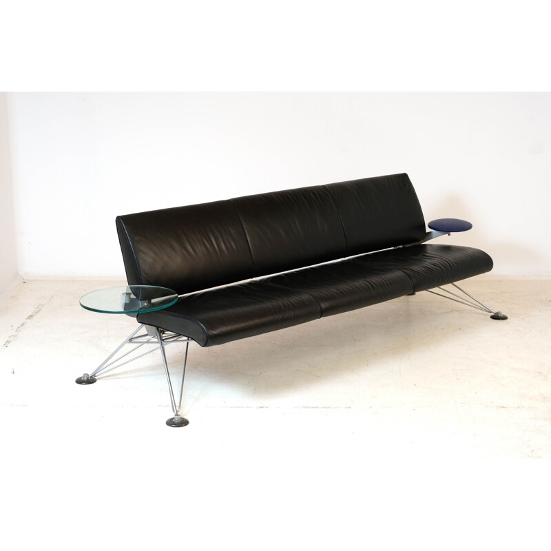 Vintage leather Wing 3-seter sofa by Roy Fleetwood for Vitra, 1990s