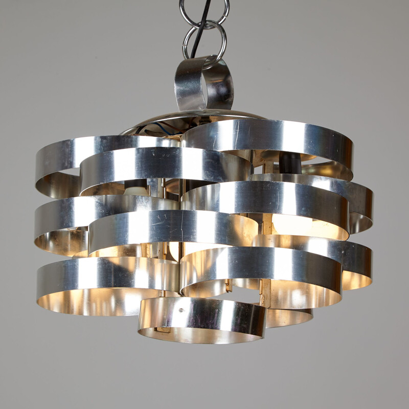 Vintage steel MK8611 chandelier, 1970s