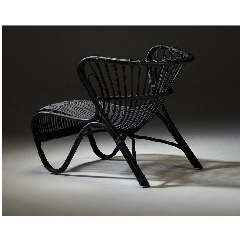 Vintage black rattan lounge chair model B237 by Viggo Boesen, 1930s