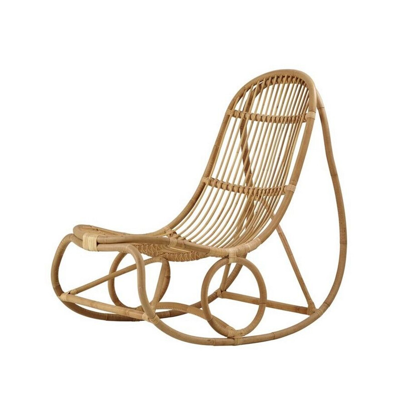 Cadeira de baloiço Vintage rattan modelo Nanny by Nanna Ditzel, 1950