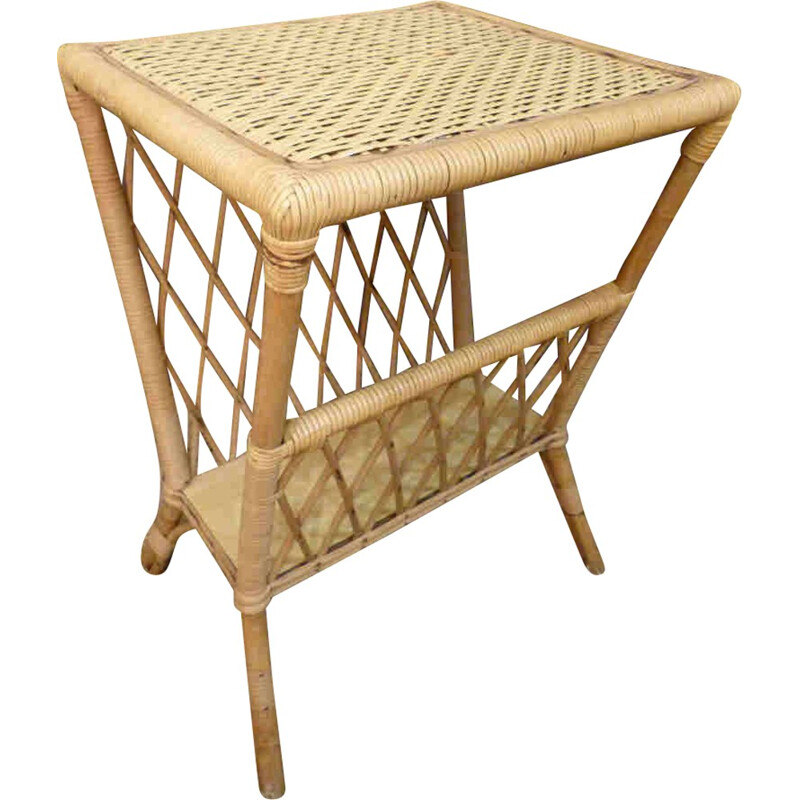 Mid-century rattan magazine rack - 1970s