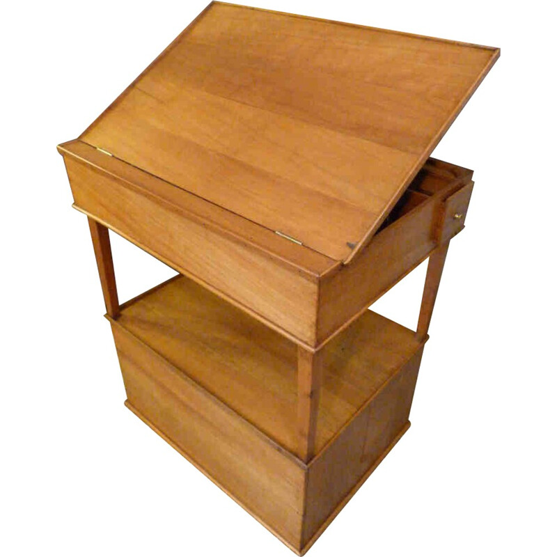 Small drawing desk and cabinet in cherry wood - 1930s