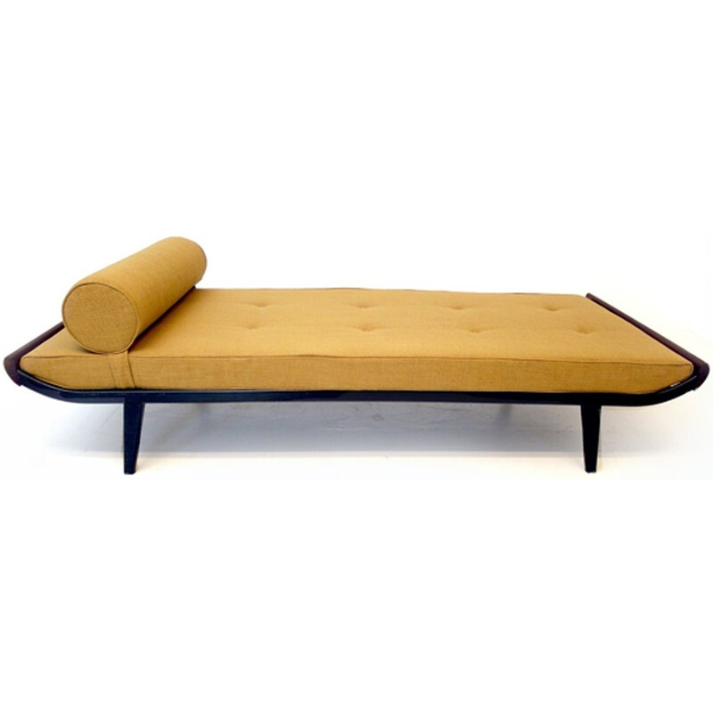 Auping "Cleopatra" daybed in mustard yellow fabric and teak, Dick CORDEMEIJER - 1950s