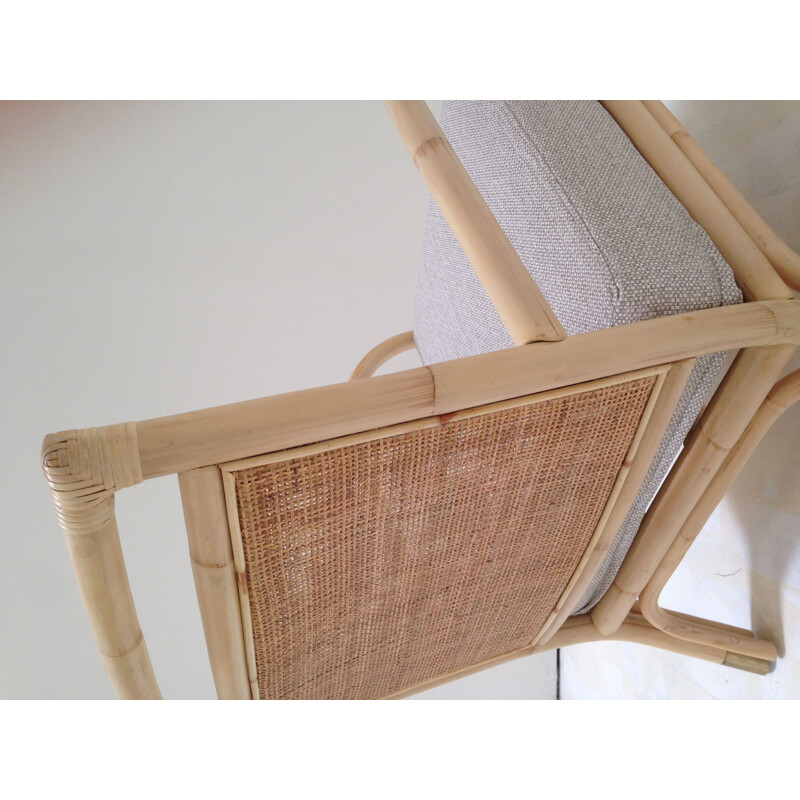 Vintage armchair in rattan and cane