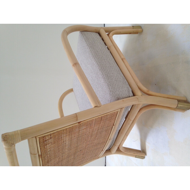 Vintage armchair in rattan and cane