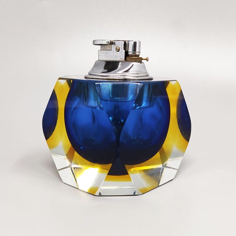 Briquet de table vintage en verre Sommerso de Murano par Flavio Poli pour Seguso,1960