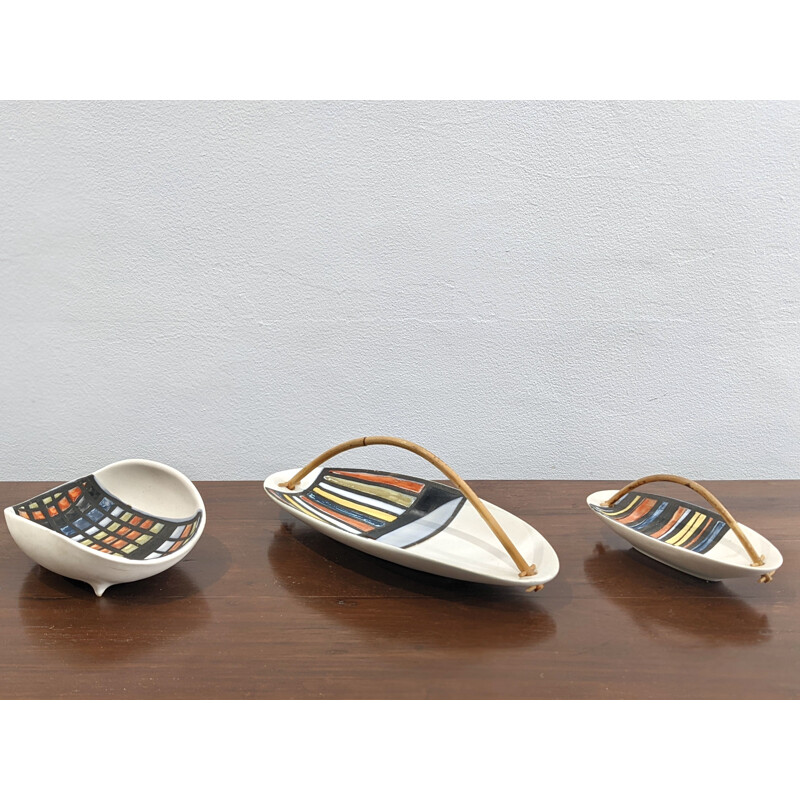 Set of 3 vintage desk trays by Roger Capron, 1950s