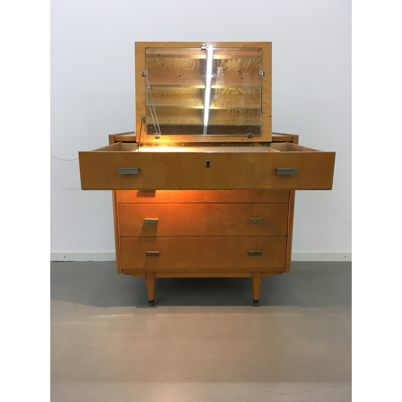 Dutch chest of drawers in birch with mirror, A. A. PATIJN - 1950s