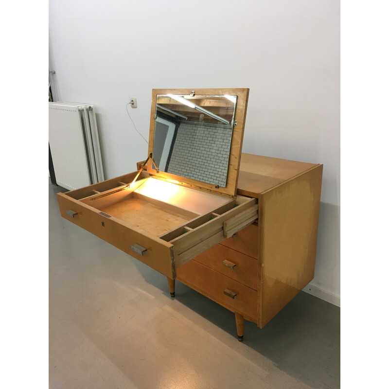 Dutch chest of drawers in birch with mirror, A. A. PATIJN - 1950s