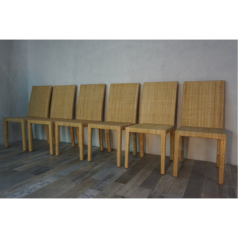 Set of 6 vintage chairs by Jean-Michel Frank and Adolphe Chanaux for Ecart International