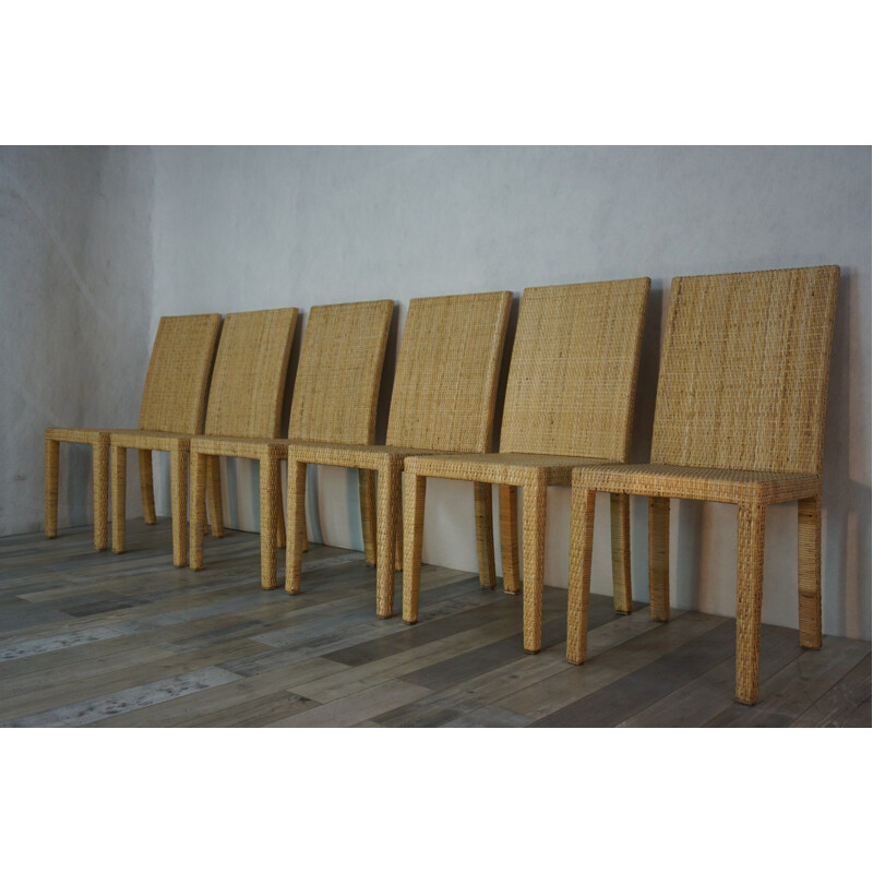 Set of 6 vintage chairs by Jean-Michel Frank and Adolphe Chanaux for Ecart International