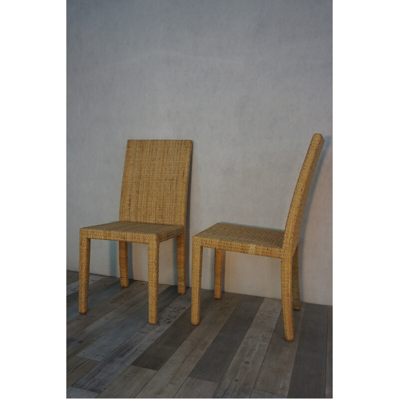 Set of 6 vintage chairs by Jean-Michel Frank and Adolphe Chanaux for Ecart International