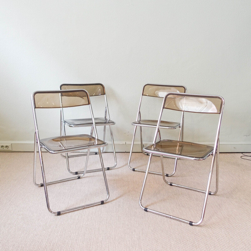 Ensemble de 4 chaises vintage style Plia, Italie 1970