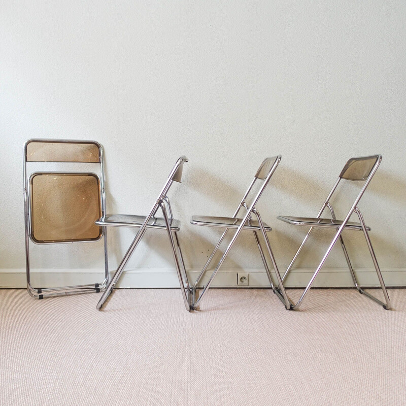 Ensemble de 4 chaises style Plia, Itália 1970