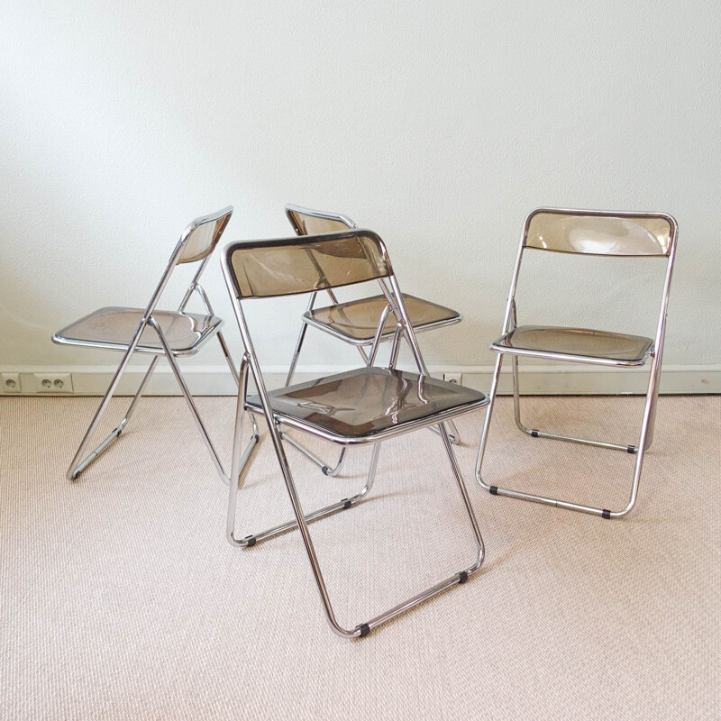 Ensemble de 4 chaises style Plia, Itália 1970