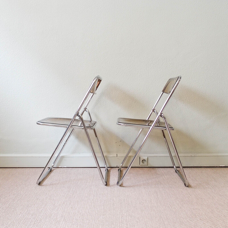 Ensemble de 4 chaises vintage style Plia, Italie 1970