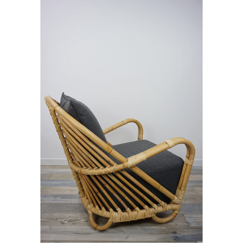 Vintage rotan fauteuil model AJ237 van Arne Jacobsen