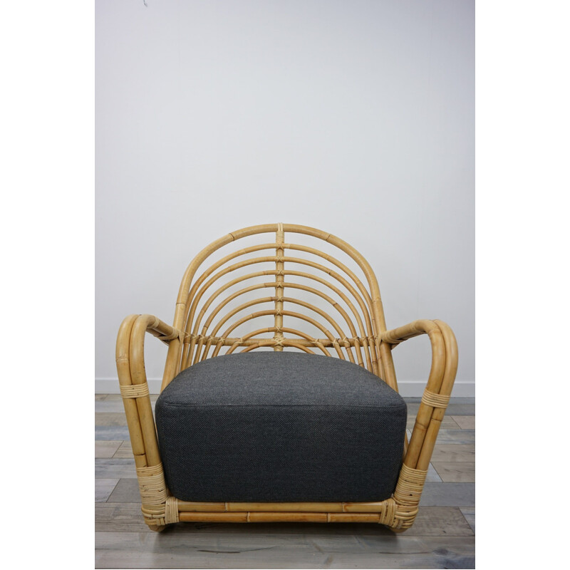 Vintage rattan armchair model AJ237 by Arne Jacobsen