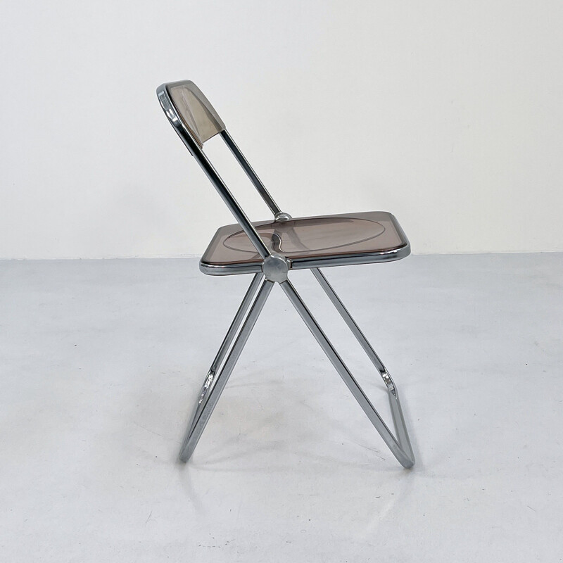 Chaise vintage fumée Plia de Giancarlo Piretti pour Anonima Castelli, 1960