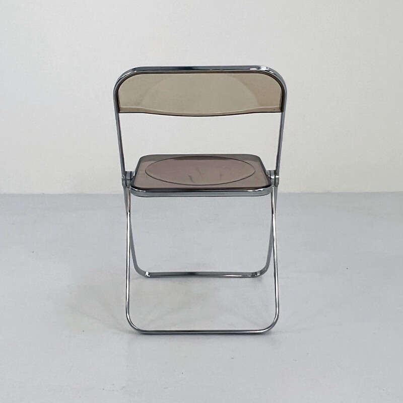 Vintage smoke Plia chair by Giancarlo Piretti for Anonima Castelli, 1960s